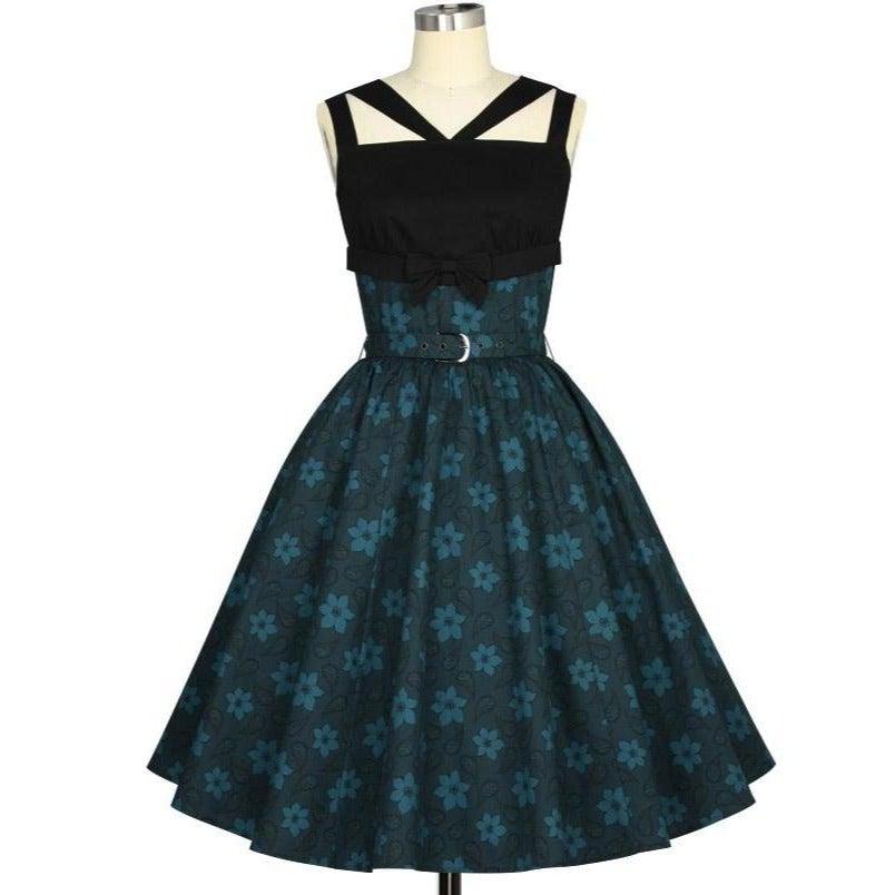 Strappy Swing Dress in Blue Floral – Glitz Glam and Rebellion