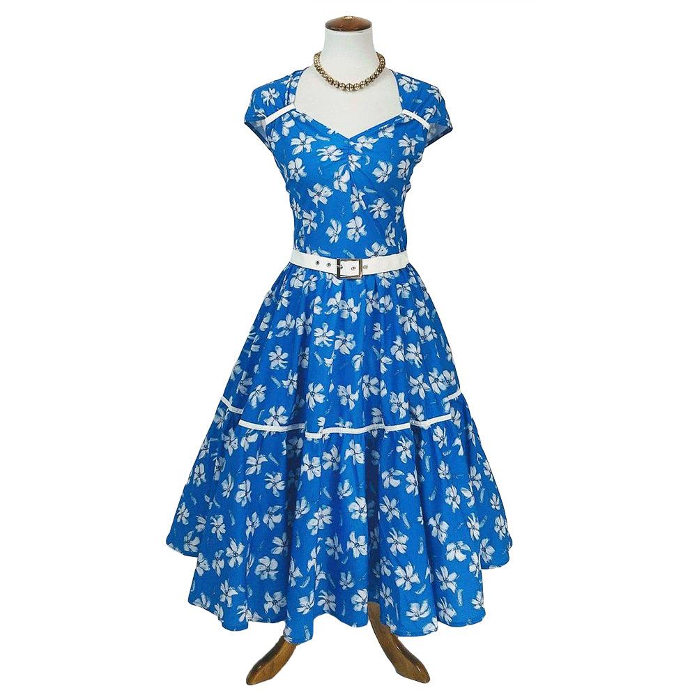 Olivia Swing Dress in Blue and White Floral Print – Glitz Glam and Rebellion