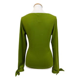 Banned Long Sleeved Bow Top in Green-Top-Glitz Glam and Rebellion GGR Pinup, Retro, and Rockabilly Fashions