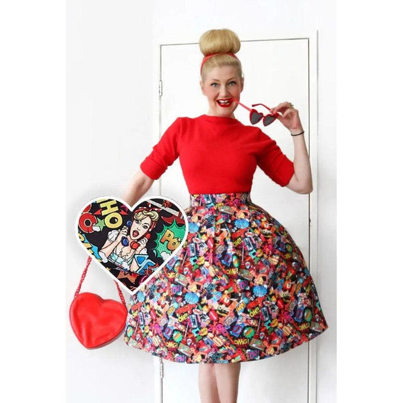 Dolly & Dotty Carolyn Skirt in Pop Art Print-Skirts-Glitz Glam and Rebellion GGR Pinup, Retro, and Rockabilly Fashions