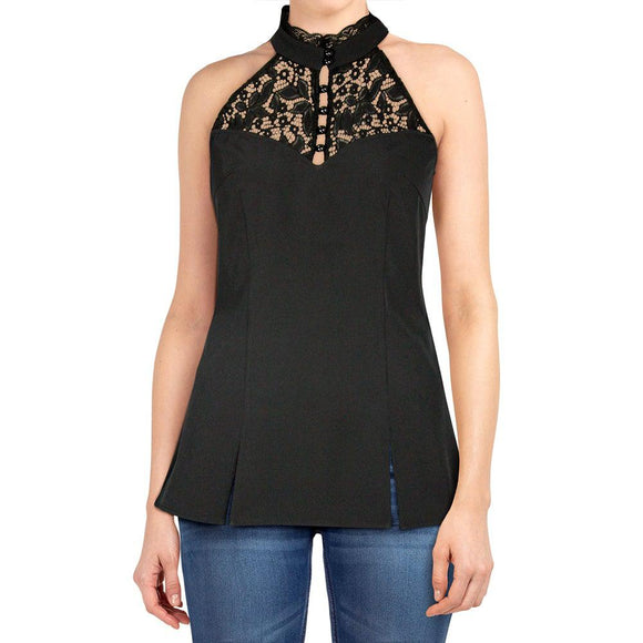 Lace Trim Sleeveless Top in Black-Top-Glitz Glam and Rebellion GGR Pinup, Retro, and Rockabilly Fashions
