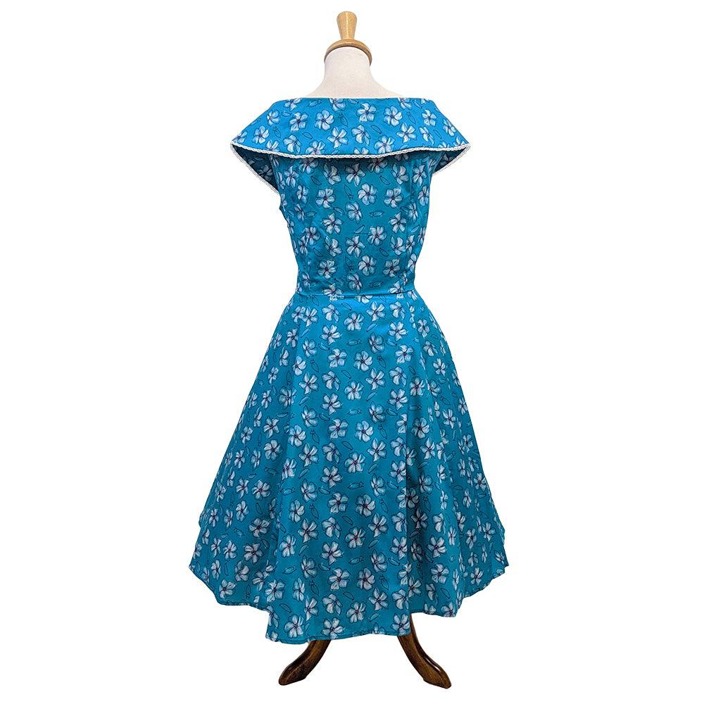 Peter Pan Collar Swing Dress in Turquoise Floral – Glitz Glam and Rebellion