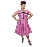 Peter Pan Collar Swing Dress in Pink Atomic-Dress-Glitz Glam and Rebellion GGR Pinup, Retro, and Rockabilly Fashions
