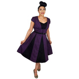 Polka Dot Panel Swing Dress in Purple & Black-Dress-Glitz Glam and Rebellion GGR Pinup, Retro, and Rockabilly Fashions