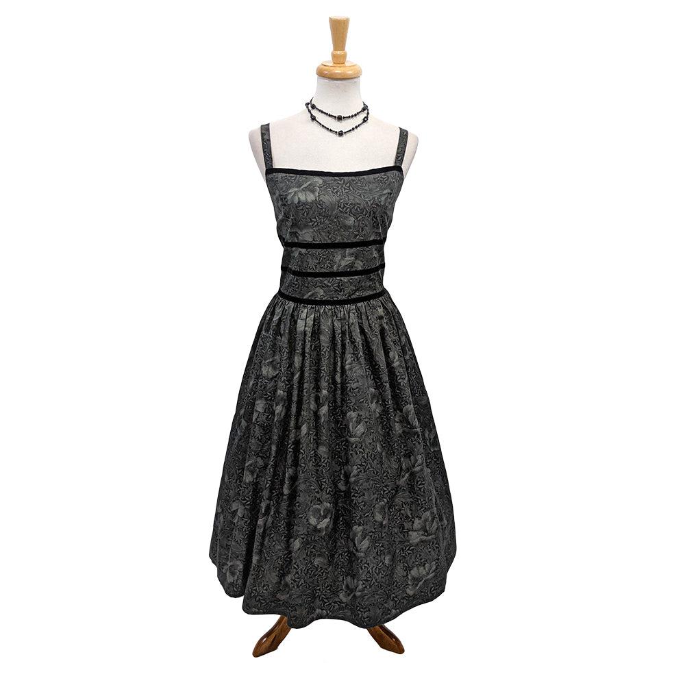 Dark Night Swing Dress in Grey Floral