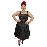 Floral Swing Dress in Grey & Black-Dress-Glitz Glam and Rebellion GGR Pinup, Retro, and Rockabilly Fashions