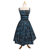 Floral Swing Dress in Blue & Black-Dress-Glitz Glam and Rebellion GGR Pinup, Retro, and Rockabilly Fashions