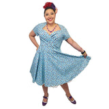 All about the Blues Polka Dot Swing Dress-Dress-Glitz Glam and Rebellion GGR Pinup, Retro, and Rockabilly Fashions