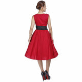 Wrap-Front Sleeveless Swing Dress in Red-Swing Dress-Glitz Glam and Rebellion GGR Pinup, Retro, and Rockabilly Fashions