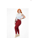 Hemet High Waist Pants in Burgundy-Pants-Glitz Glam and Rebellion GGR Pinup, Retro, and Rockabilly Fashions