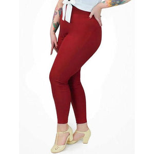 Hemet High Waist Pants in Burgundy-Pants-Glitz Glam and Rebellion GGR Pinup, Retro, and Rockabilly Fashions