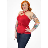 Hemet Criss Cross Halter Top in Red-Top-Glitz Glam and Rebellion GGR Pinup, Retro, and Rockabilly Fashions