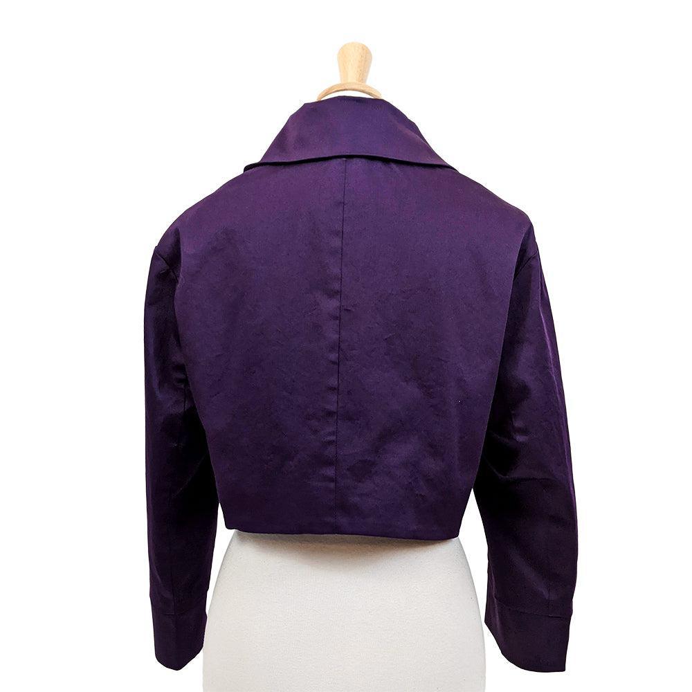 Purple Silk LEAF Beaded Jacket authentic | 90s Vintage Cropped Bolero Jacket size M L