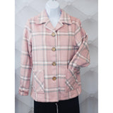 Star Struck 40s Button Down Jacket in Pink and Gray Plaid-Jacket-Glitz Glam and Rebellion GGR Pinup, Retro, and Rockabilly Fashions