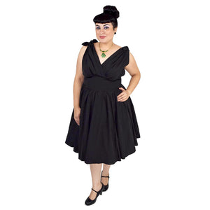 update alt-text with template GGR Marilyn Crisscross Dress in Black-Dress-Glitz Glam and Rebellion GGR Pinup, Retro, and Rockabilly Fashions