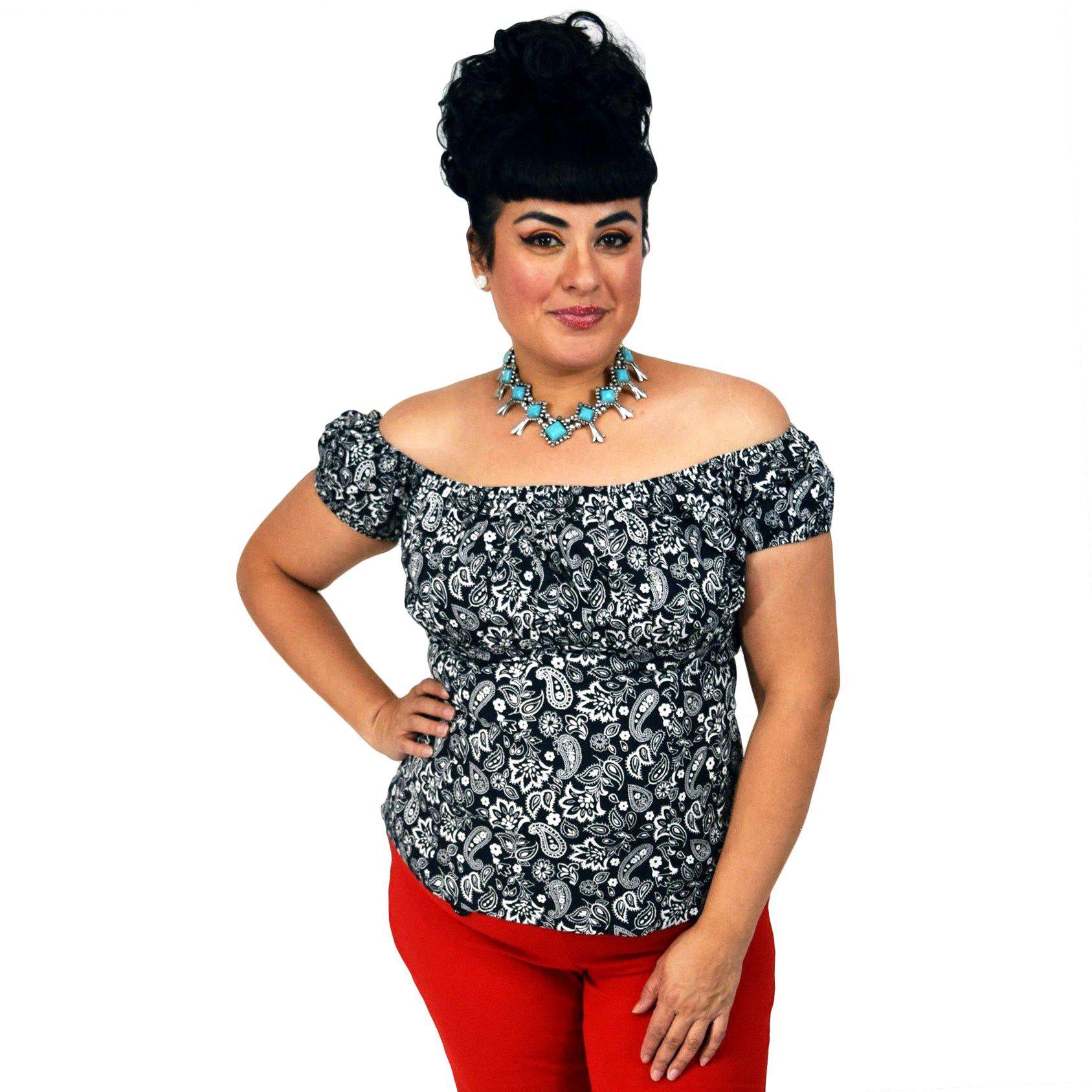 paisley peasant top