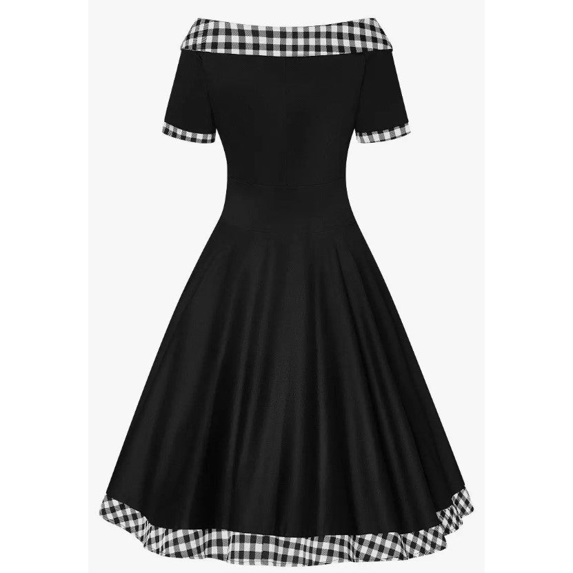 Dolly Dotty Darlene Dress in Black and White Gingham