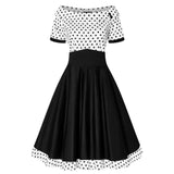 Dolly & Dotty Darlene Dress in White with Black Polka Dots-Dress-Glitz Glam and Rebellion GGR Pinup, Retro, and Rockabilly Fashions