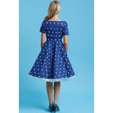 Dolly & Dotty Darlene Dress in Navy Blue with White Polka Dots-Dress-Glitz Glam and Rebellion GGR Pinup, Retro, and Rockabilly Fashions