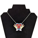 DollyCool Tattoo Hands Rose Heart Necklace-Jewelry-Glitz Glam and Rebellion GGR Pinup, Retro, and Rockabilly Fashions