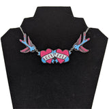 DollyCool Rock & Roll Swallows Necklace-Jewelry-Glitz Glam and Rebellion GGR Pinup, Retro, and Rockabilly Fashions
