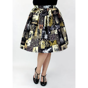 Hemet Circle Skirt in Edgar Allen Poe Print-Skirts-Glitz Glam and Rebellion GGR Pinup, Retro, and Rockabilly Fashions
