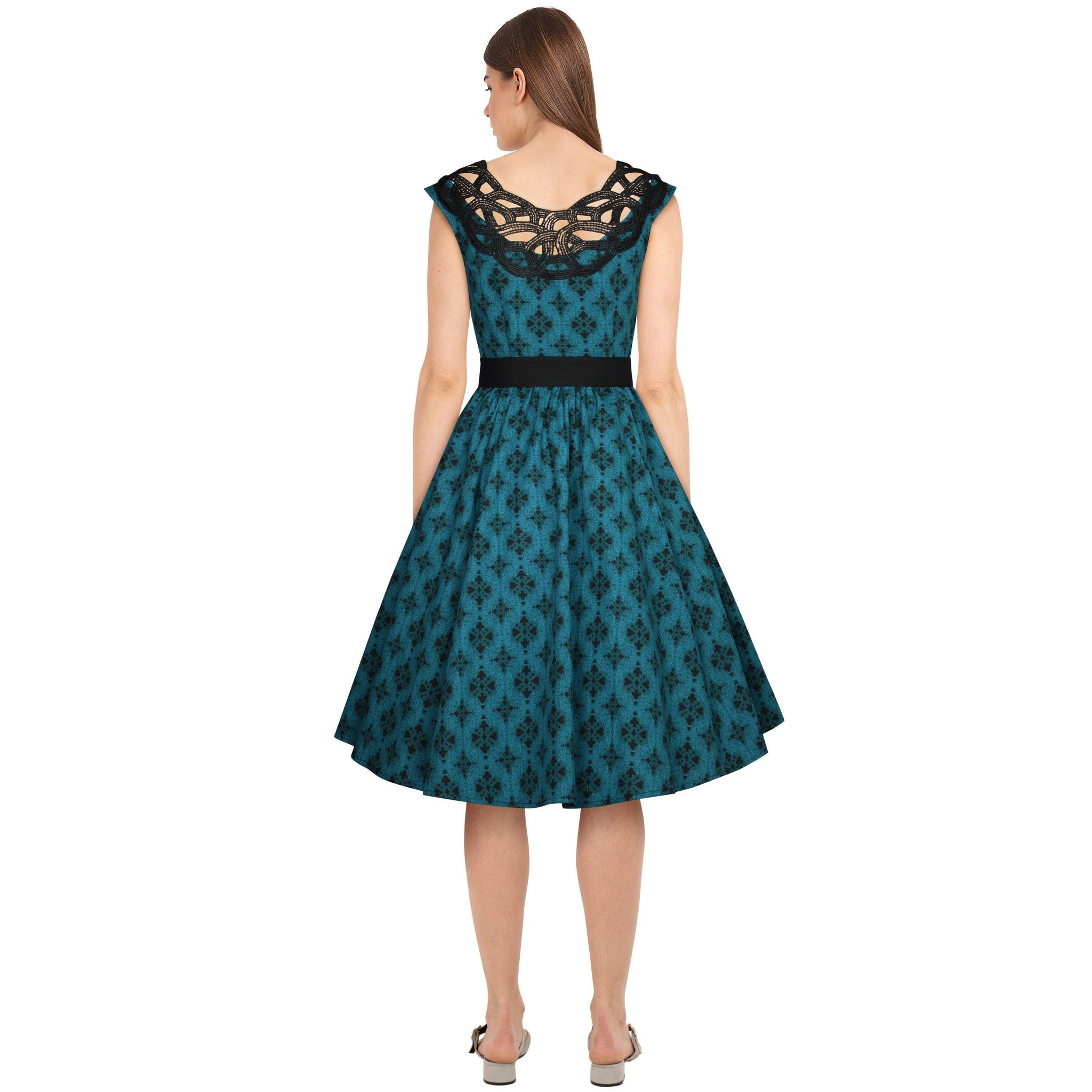 knee length dresses for ladies Stunning 1950's Black & Ivory Lace Evening Dress / Small – Xtabay Vintage main image 0