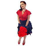 Florence Flounce Skirt in Navy-Skirts-Glitz Glam and Rebellion GGR Pinup, Retro, and Rockabilly Fashions