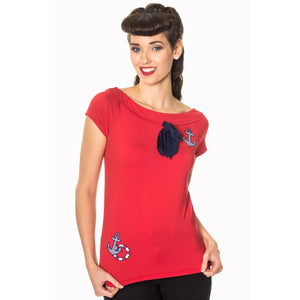 Banned Freyja Top in Red-Tops-Glitz Glam and Rebellion GGR Pinup, Retro, and Rockabilly Fashions
