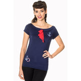 Banned Freyja Top in Navy Blue-Top-Glitz Glam and Rebellion GGR Pinup, Retro, and Rockabilly Fashions
