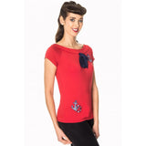 Banned Freyja Top in Red-Tops-Glitz Glam and Rebellion GGR Pinup, Retro, and Rockabilly Fashions