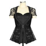 GGR Be Still My Heart Lace Overlay Top in Black - SPECIAL!-Top-Glitz Glam and Rebellion GGR Pinup, Retro, and Rockabilly Fashions