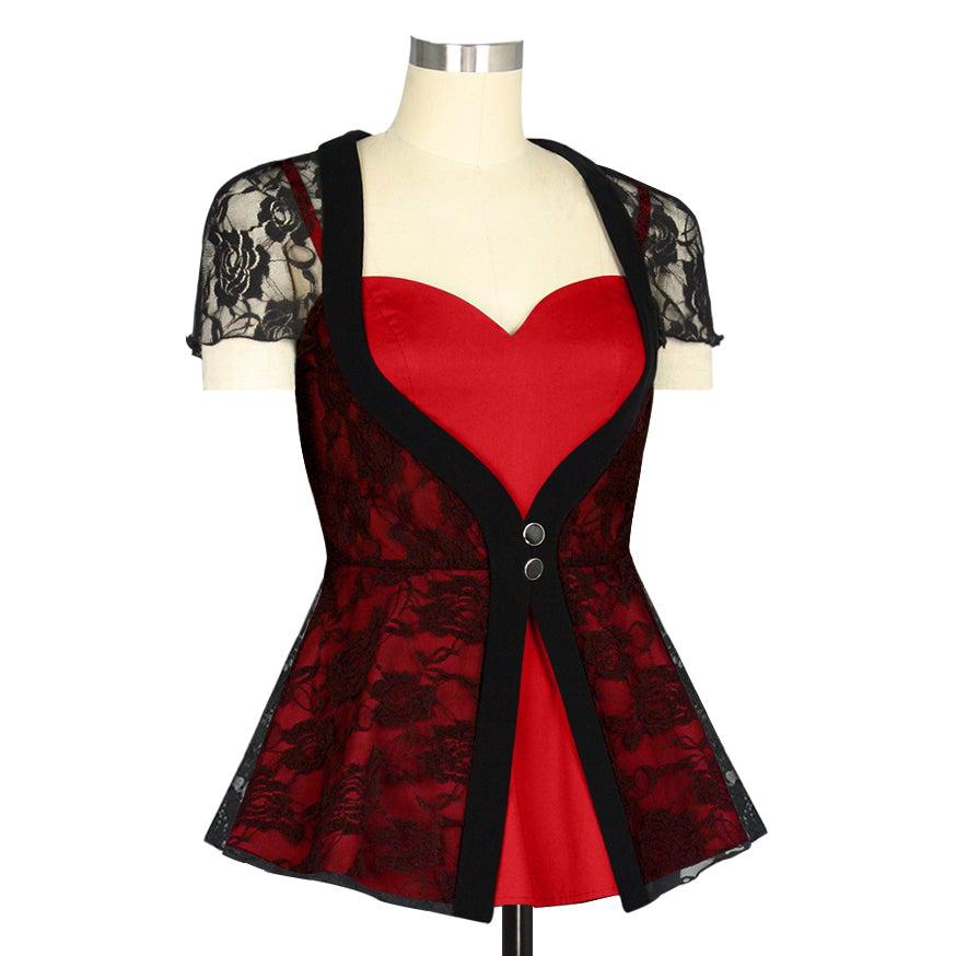 Sweetheart Lace Overlay Top in Black & Red – Glitz Glam and Rebellion