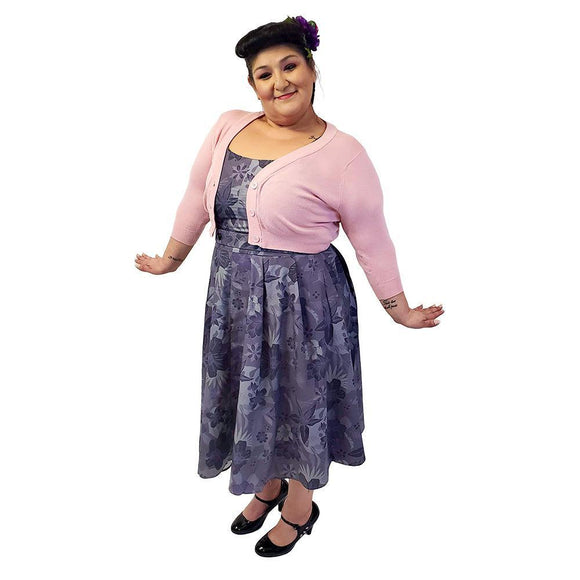 purple rockabilly dress Hailey Morgan Purple Floral Sleeveless Dress 50's rockabilly Sz 12