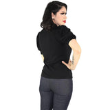 Hemet Tie-Neck Blouse in Black-Top-Glitz Glam and Rebellion GGR Pinup, Retro, and Rockabilly Fashions