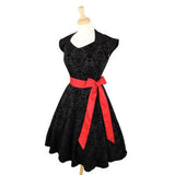 Hemet Black Damask Swing Dress-Dress-Glitz Glam and Rebellion GGR Pinup, Retro, and Rockabilly Fashions