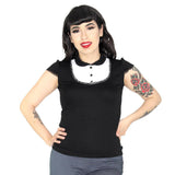 Hemet Good Girl Modest Top in Black & White-Top-Glitz Glam and Rebellion GGR Pinup, Retro, and Rockabilly Fashions
