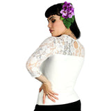 Hemet Long Sleeve Lace Top in White-Top-Glitz Glam and Rebellion GGR Pinup, Retro, and Rockabilly Fashions