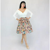 Hemet Comic Skirt in Peach-Skirts-Glitz Glam and Rebellion GGR Pinup, Retro, and Rockabilly Fashions