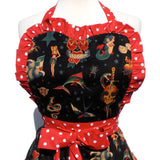 Hemet Vintage Tattoo Art Apron in Black-Pinup Aprons-Glitz Glam and Rebellion GGR Pinup, Retro, and Rockabilly Fashions