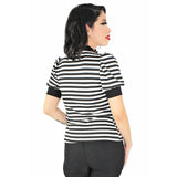 Hemet Tie-Neck Blouse in Black & White Stripe-Top-Glitz Glam and Rebellion GGR Pinup, Retro, and Rockabilly Fashions