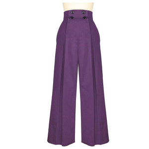 Garbo Pleated High Waist Pants in Purple-Pants-Glitz Glam and Rebellion GGR Pinup, Retro, and Rockabilly Fashions