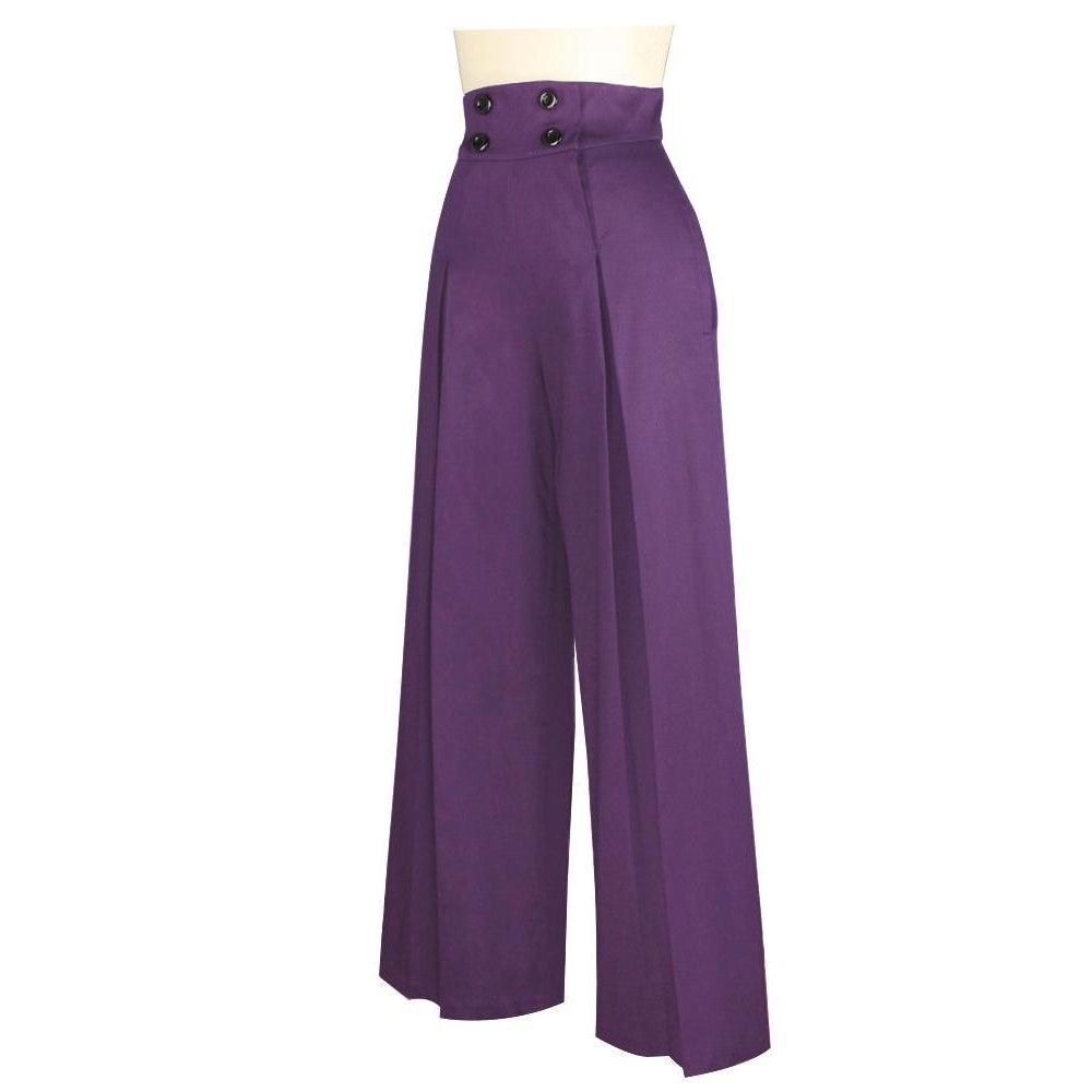 Garbo Pleated High Waist Pants in Purple – Glitz Glam and