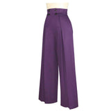 Garbo Pleated High Waist Pants in Purple-Pants-Glitz Glam and Rebellion GGR Pinup, Retro, and Rockabilly Fashions