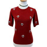 Banned Holly Cat Pullover Sweater in Red-Top-Glitz Glam and Rebellion GGR Pinup, Retro, and Rockabilly Fashions