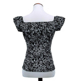 GGR Pinup Peasant Blouse in Black Paisley-Blouse-Glitz Glam and Rebellion GGR Pinup, Retro, and Rockabilly Fashions