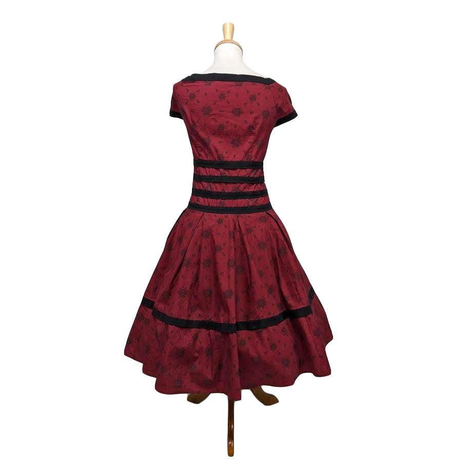 red and black swing dress Red & Black Trim Swing Dress