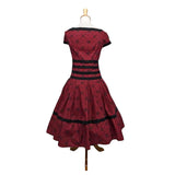 GGR Floral Swing Dress in Dark Red - SPECIAL!-Dress-Glitz Glam and Rebellion GGR Pinup, Retro, and Rockabilly Fashions