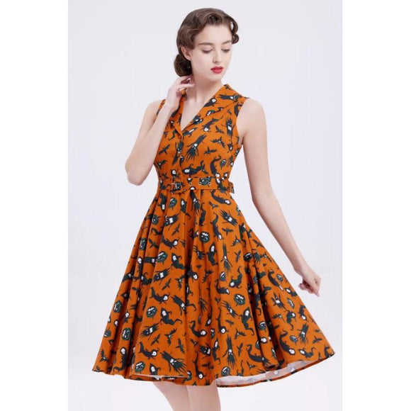 Miss Lulo Jani Swing Dress in Ghost Town Print-Dress-Glitz Glam and Rebellion GGR Pinup, Retro, and Rockabilly Fashions