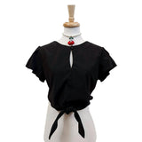 Keyhole Glam Blouse in Black-Top-Glitz Glam and Rebellion GGR Pinup, Retro, and Rockabilly Fashions